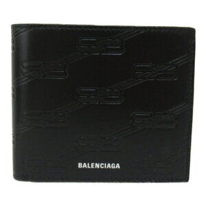 Balenciaga Bi fold Wallet Leather Black